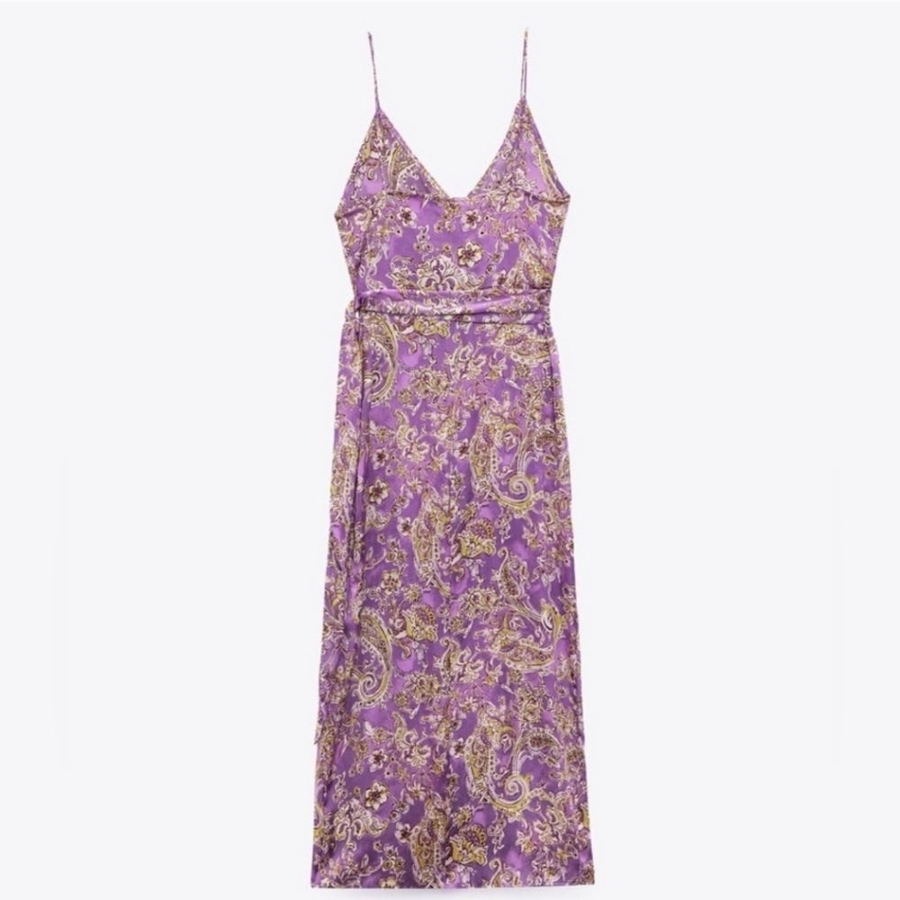Satin Effect Print Dress Size S - Picture 8 of 9